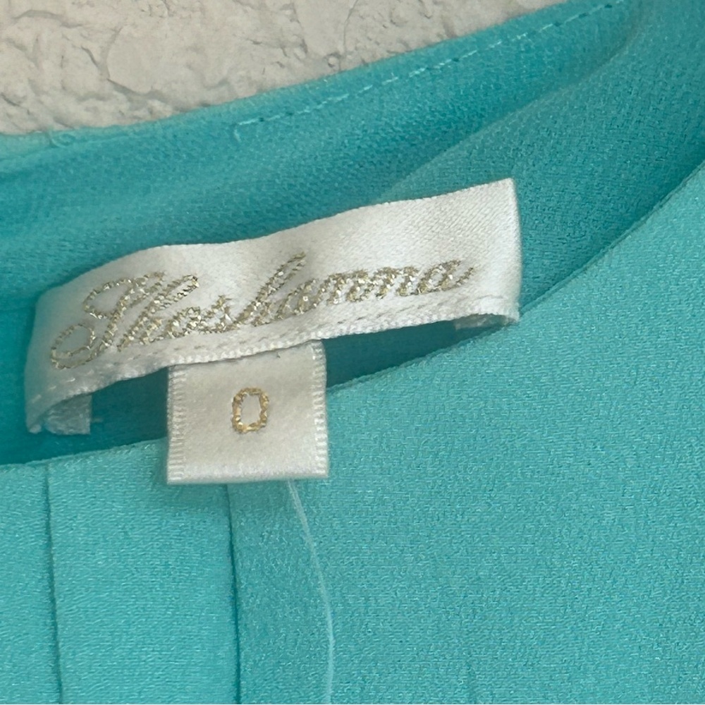NWT Shoshanna Aqua Blue Green Dress Women’s 0 Sheath‎ A-Line Ruffle Pleated - Picture 7 of 10
